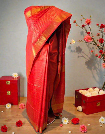 Best Seller- Red Mangalgiri Silk Saree