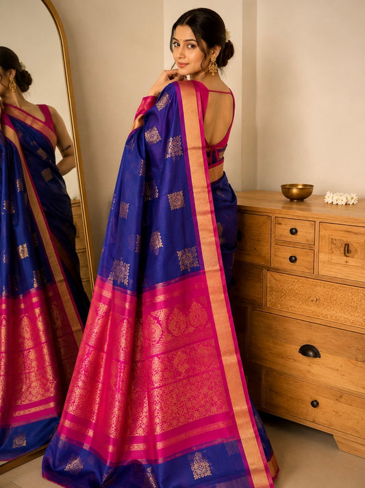 Pure Handloom Kancheepuram Silk Saree -Blue