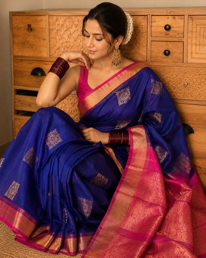 Pure Handloom Kancheepuram Silk Saree -Blue
