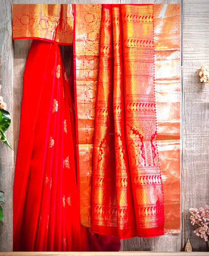 Pure Kanjivaram Silk Saree- Bridal Red