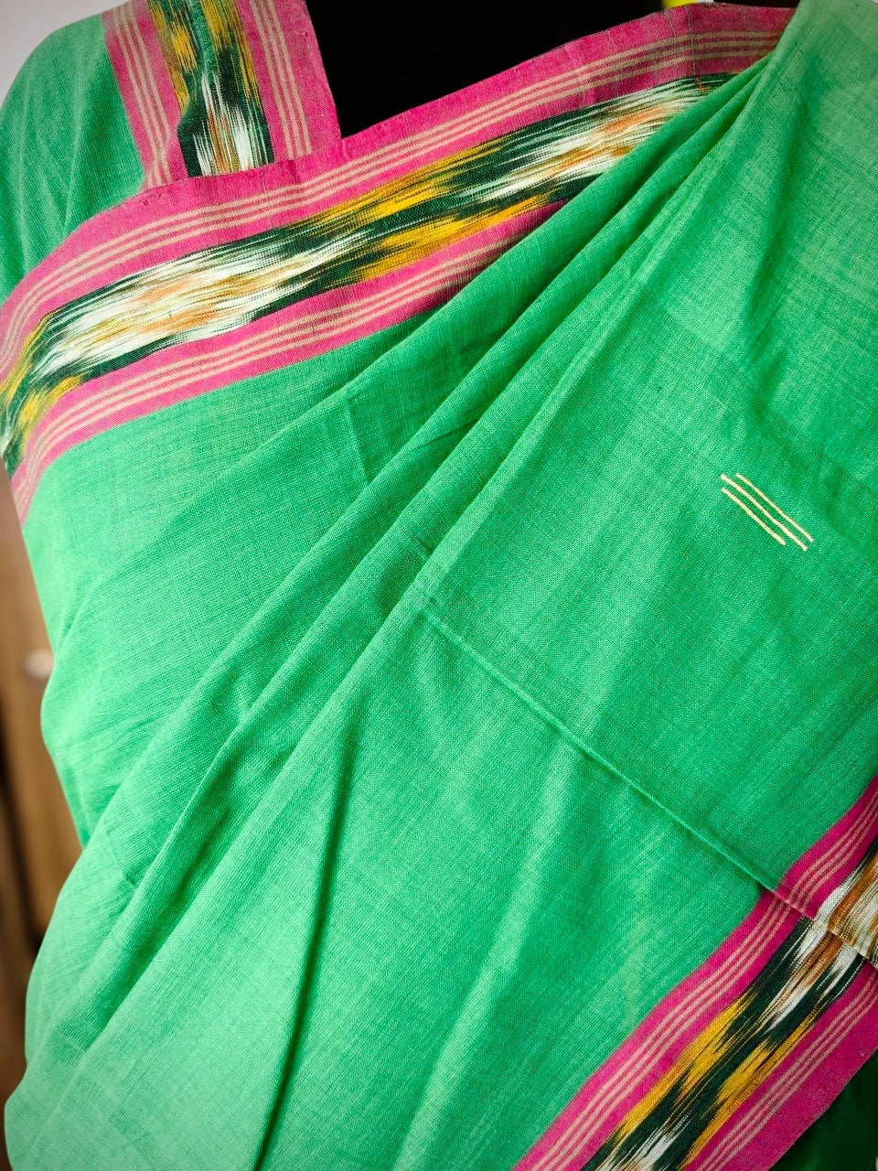 Pochampally Ikat Pure Handloom Mercerised Cotton Saree- Green