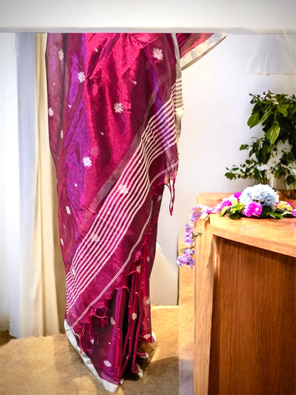 Pink Raga Tissue Handloom Saree
