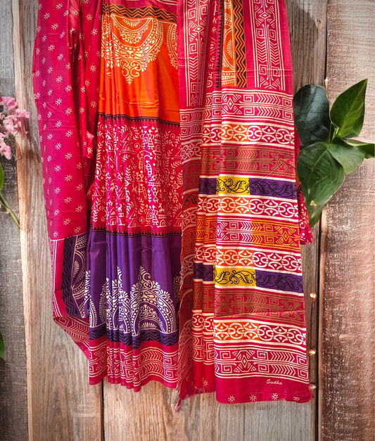 Pink Multicoloured Kalashree Saree