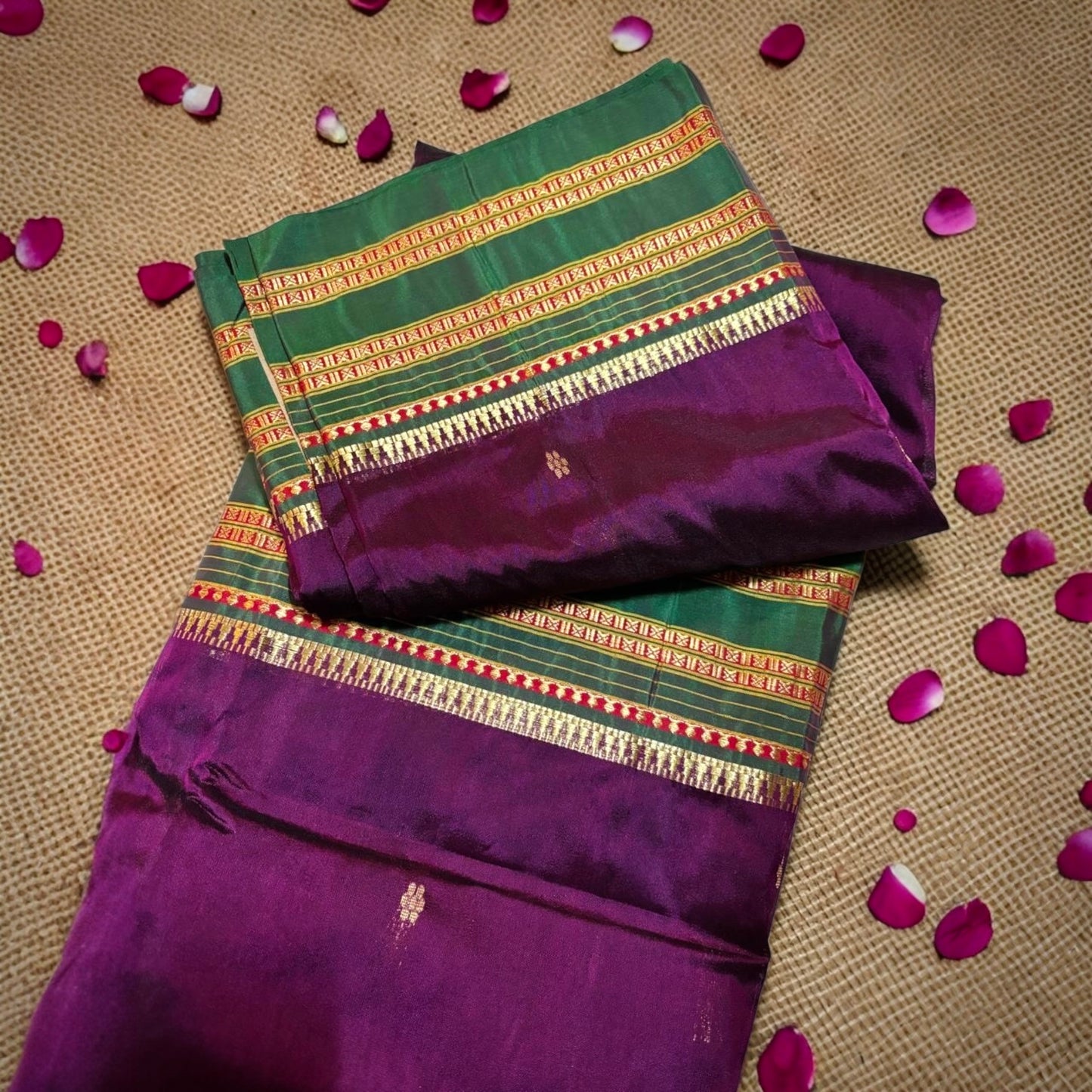 Narayan Peth Paithani Semi Silk Saree- Purple