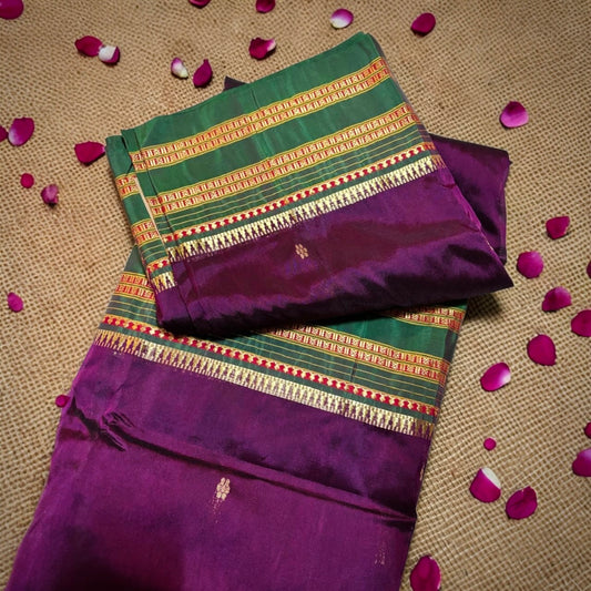 Narayan Peth Paithani Semi Silk Saree- Purple