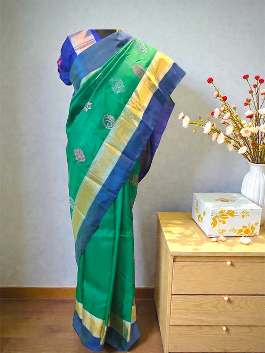 Green Handwoven Dharmavaram Silk Saree