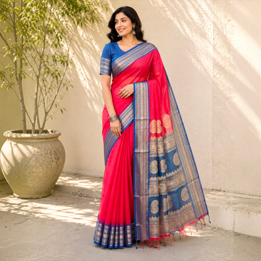 Gadwal Kota Saree- Pink
