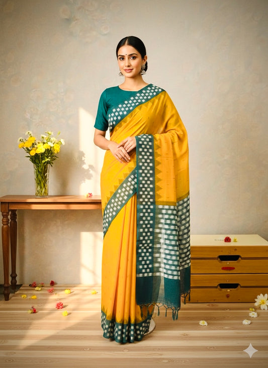 Pure Handwoven Ikkat Cotton Saree