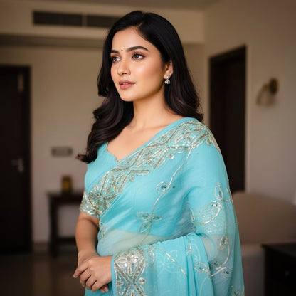 Rajputi Royal Simmer Chiffon Heavy Gotta Patti Saree