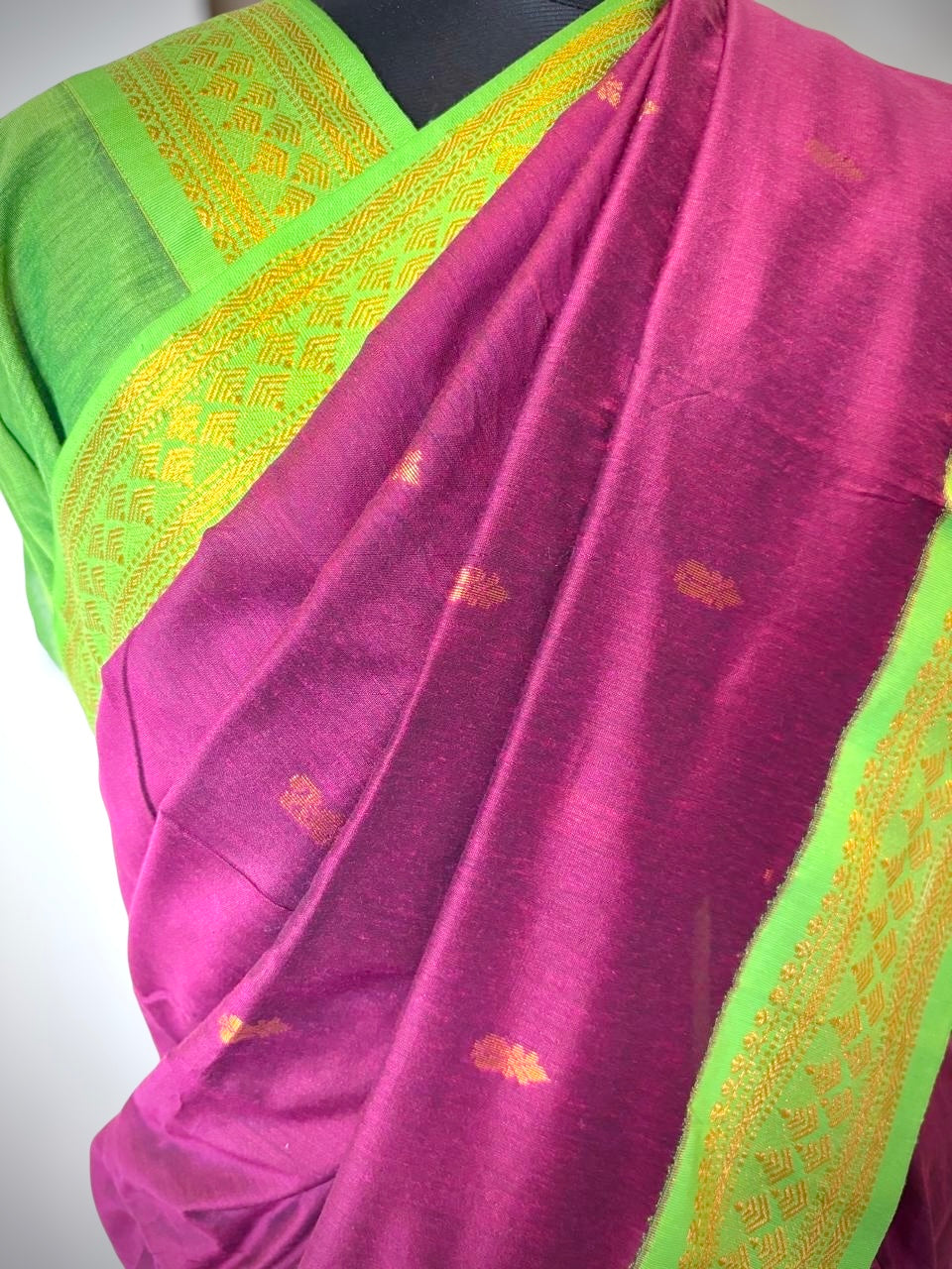 Kota Gadwal Saree- Magenta Pink