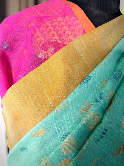 Jade Green Handwoven Cotton Jamdani Saree