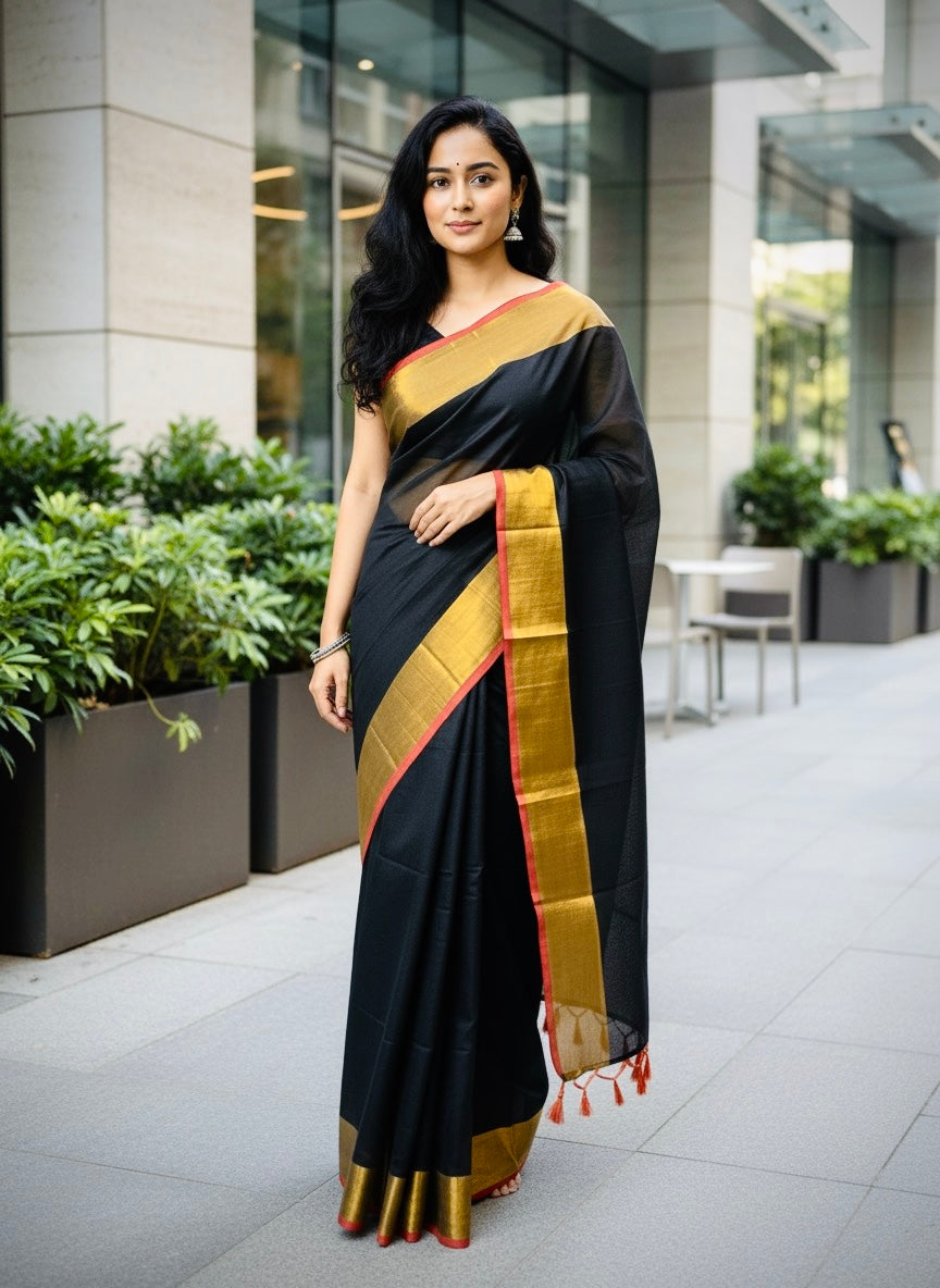 Mul Cotton Saree- Golden