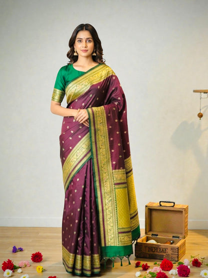 Kanjivaram Semi Silk Saree- Maroon