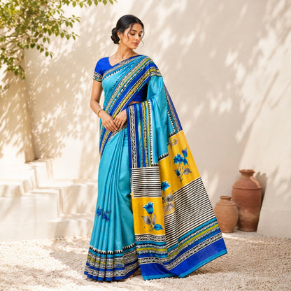 Authentic Bishnupuri Pure Silk Chitra Batik Saree: Handpainted Silk Saree