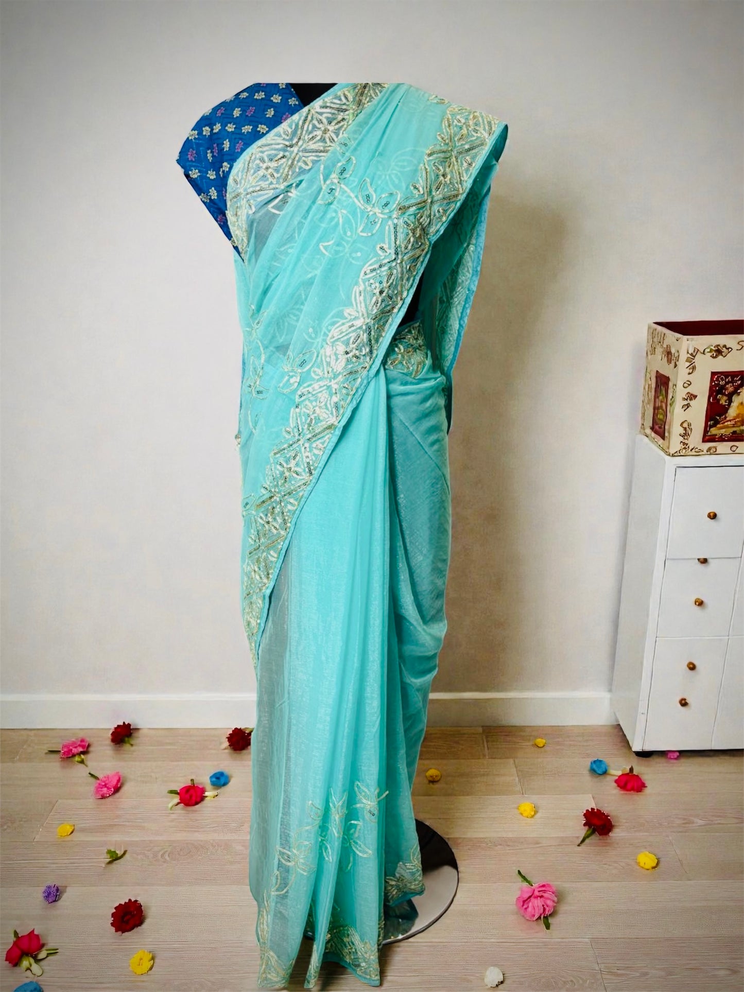 Shimmer Chiffon Rajputi Heavy Gotta Patti Saree