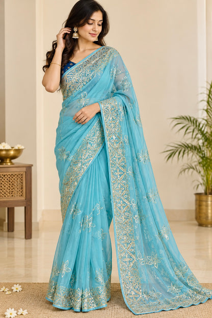 Rajputi Royal Simmer Chiffon Heavy Gotta Patti Saree