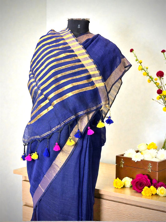 MulCotton Saree- Royal blue