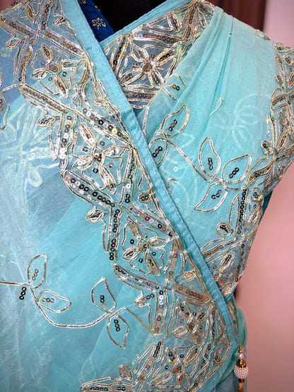 Shimmer Chiffon Rajputi Heavy Gotta Patti Saree