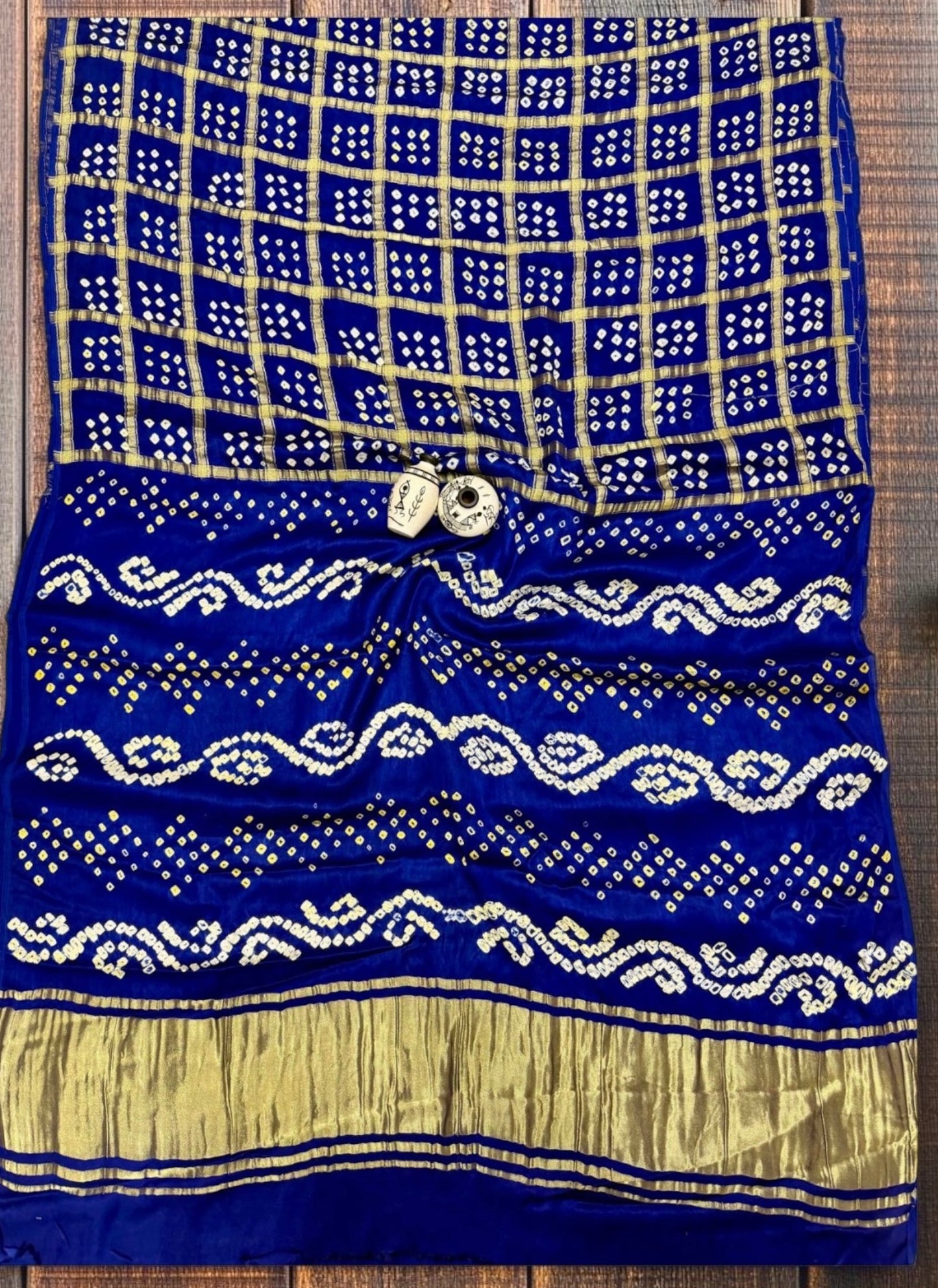 Pure Modal Silk Handloom Gharchola Bandhani Saree- Royal Blue