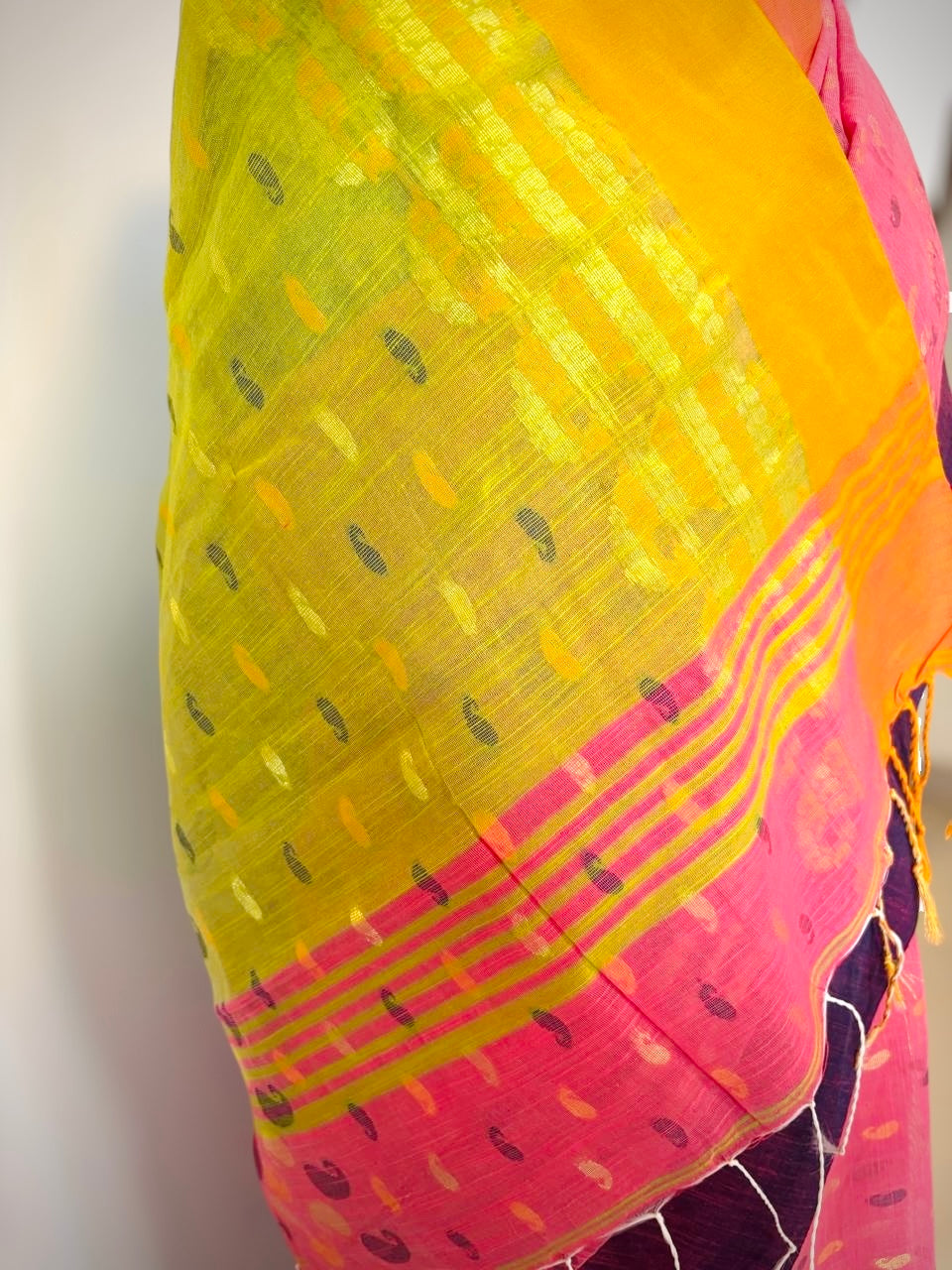 Soft Pink Handwoven Pure Cotton Jamdani Saree