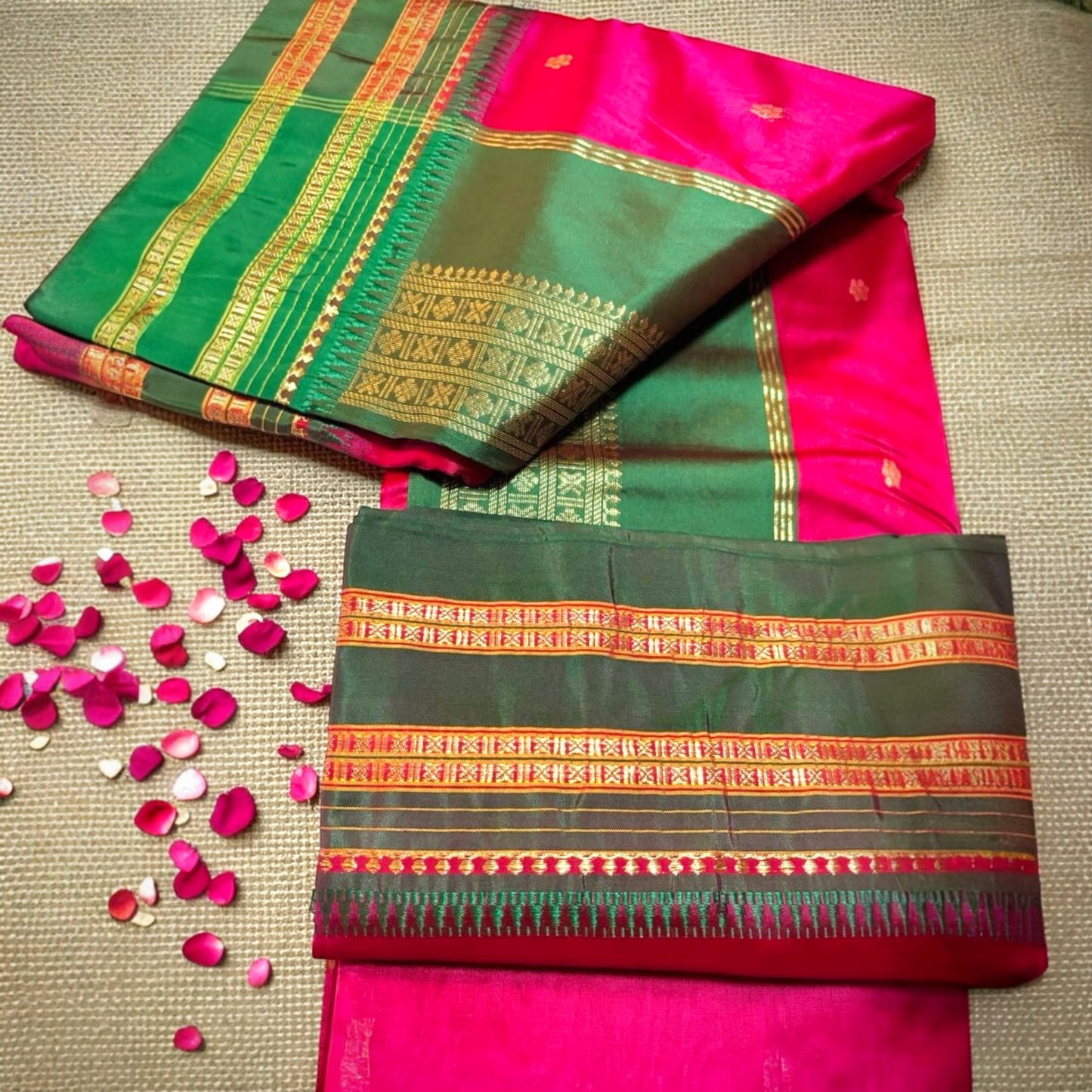 Narayan Peth Paithani Semi-Silk Saree- Pink