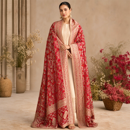 Pure Khaddi Georgette Bandhej Dupatta
