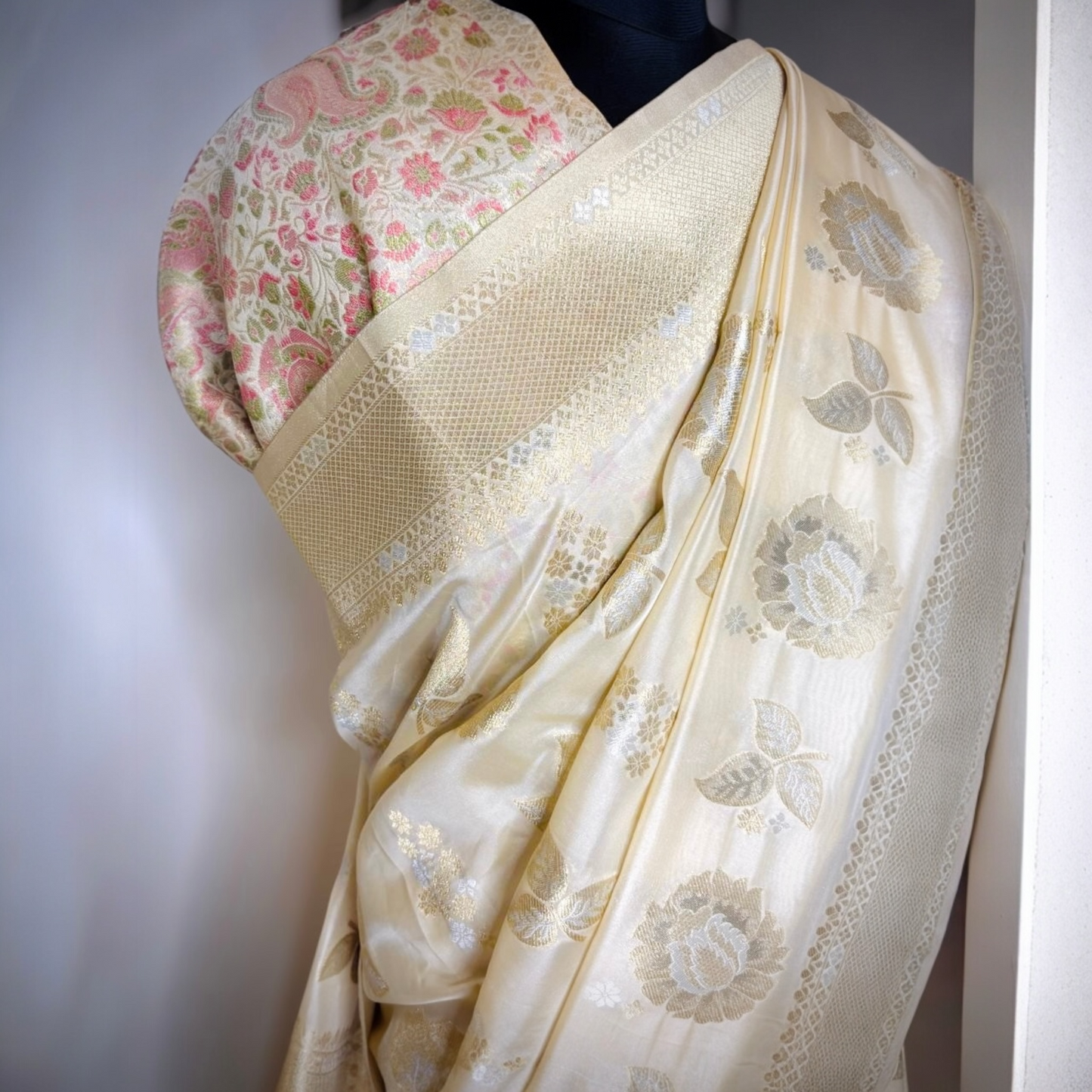 Designer Tissue Semi-Silk Banarasi Saree- Off White