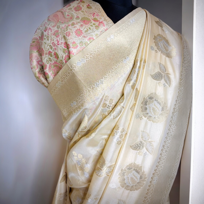 Designer Tissue Semi-Silk Banarasi Saree- Off White