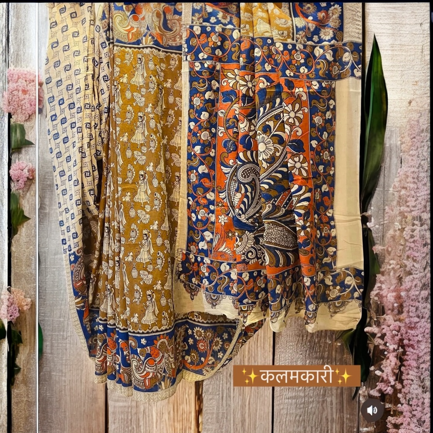 Pure Handloom Kalamkari Cotton Saree- Beige