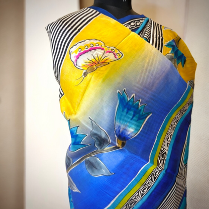 Authentic Bishnupuri Pure Silk Chitra Batik Saree: Handpainted Silk Saree