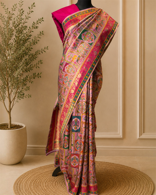 Pure Kani Silk Handloom Saree- Soft Lavender