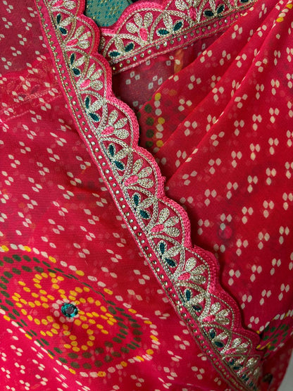 Red Georgette Bandhej Saree