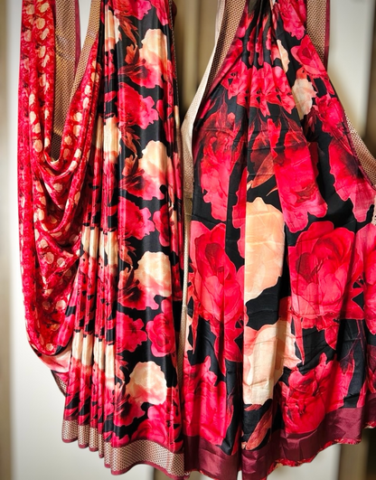 Pure Gajji Silk Saree with Digital Floral Print