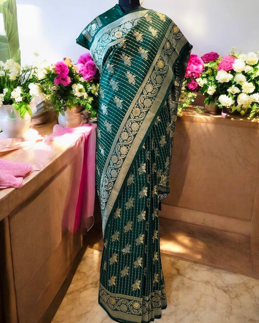 Kanchipuram Silk Saree- Bottle Green