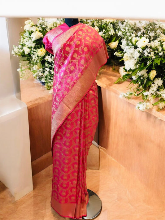 Kanchipuram Silk Saree- Peach Pink