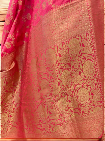 Peach Pink Kanchipuram Silk Saree