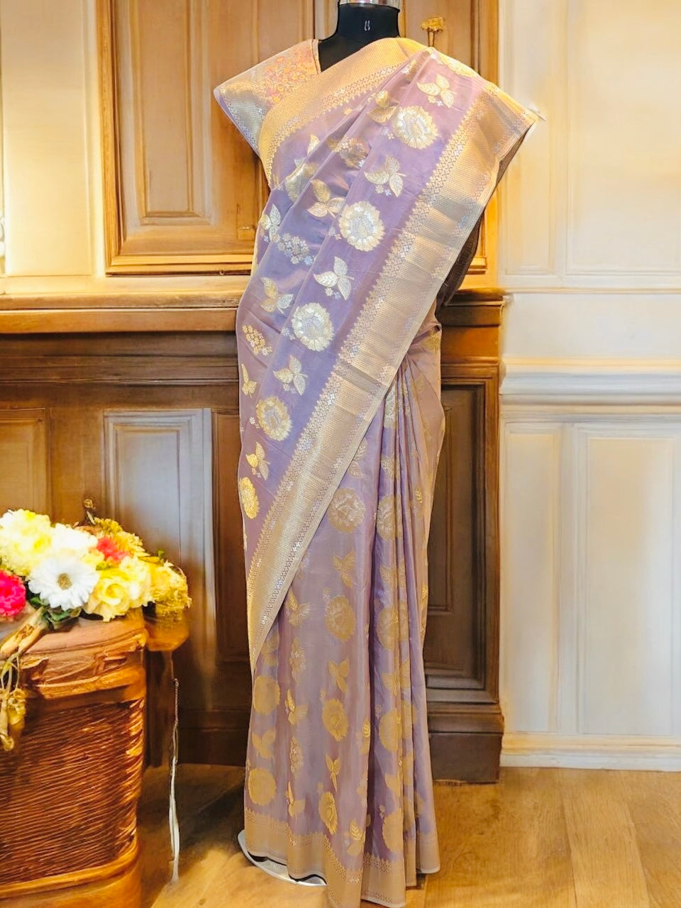 Tissue Banarasi Saree- Lavender