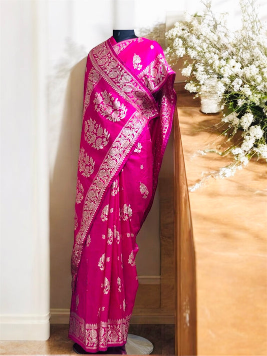 Rani Pink Dola Silk Banarasi Saree