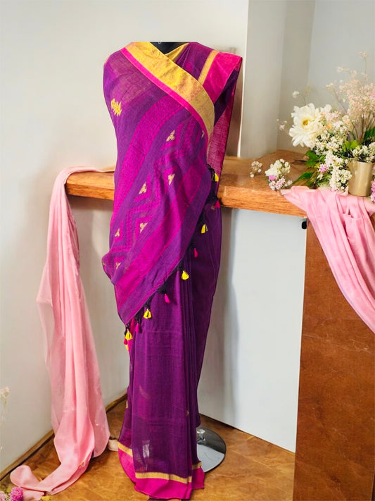 Handwoven Linen Cotton Saree