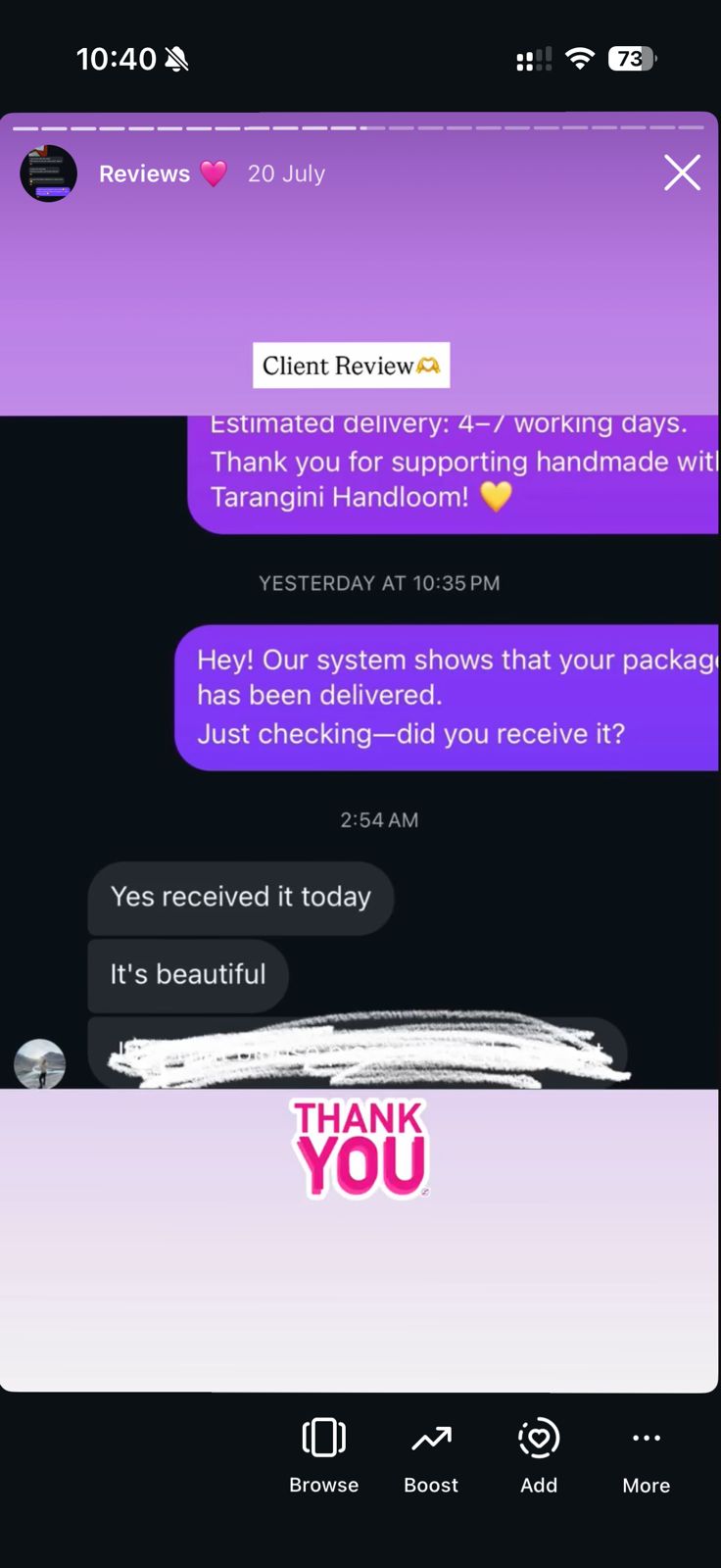 Instagram customer review 2