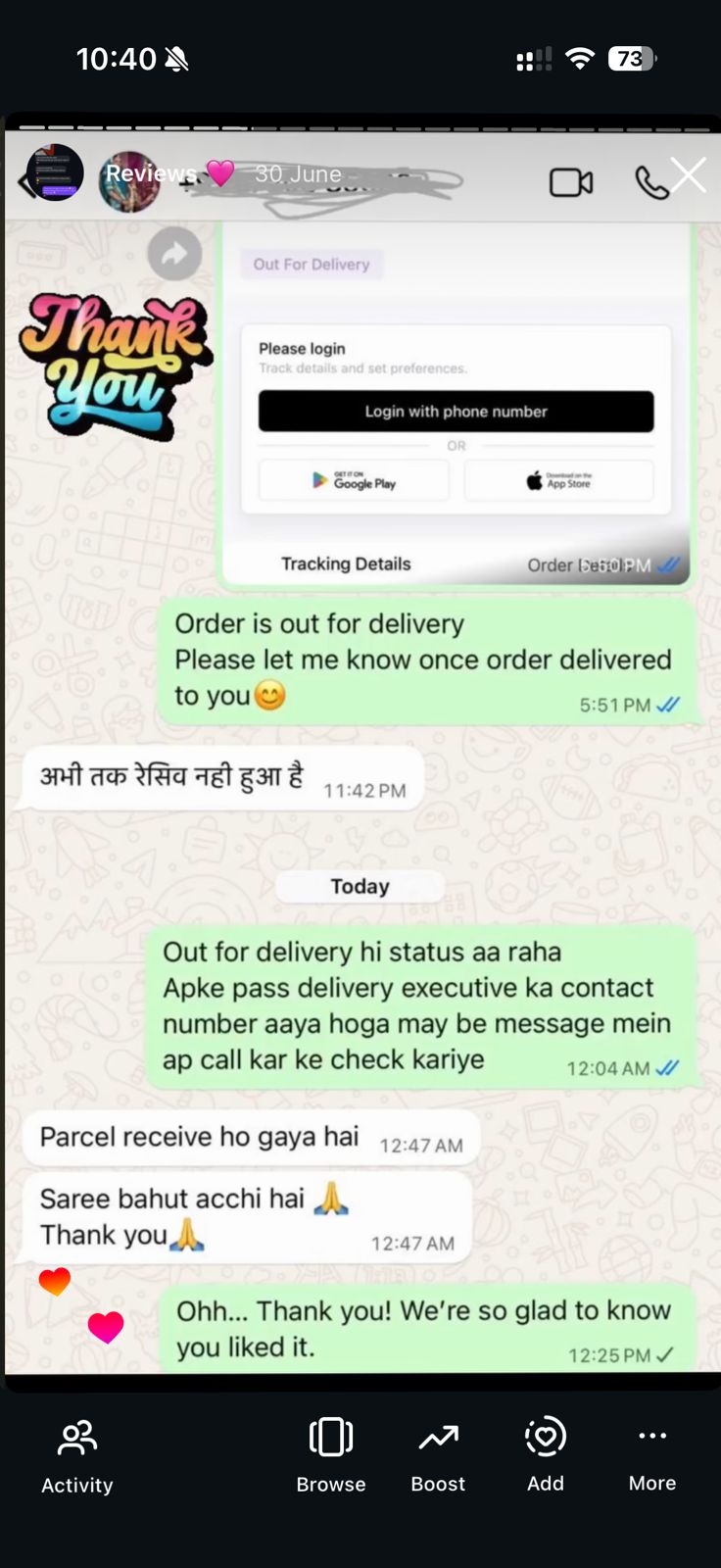 Instagram customer review 4