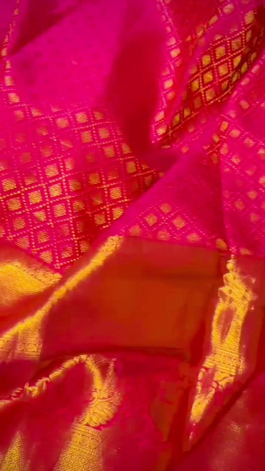 Rani Pink Pure Handwoven Kanjivaram Silk Saree – Exclusive Bridal Collection