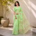 Pure Chiffon Hand Painted Saree- Pistachio Green