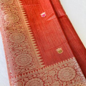 Rustic Coral Semi Tussar Silk Saree