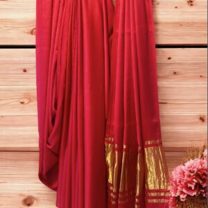Riwayat- Red Pure Modal Silk Lagdi Patta Saree