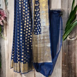 Noor- Royal Blue Khaddi Georgette (Meenakari)