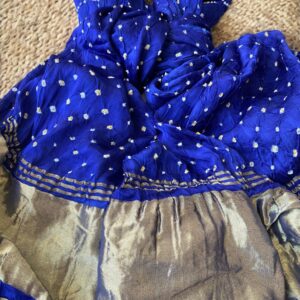 Pure Modal Silk Bandhani Dupatta with Zari Lagdi Patta-Royal Blue