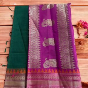 Kota Gadwal Cotton- (Green Pink)