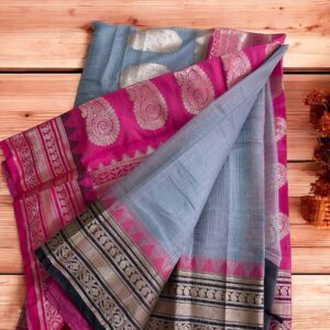 Kota Gadwal Cotton- (Grey Pink)