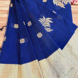 Pure Handloom Chanderi Cotton- Royal Blue